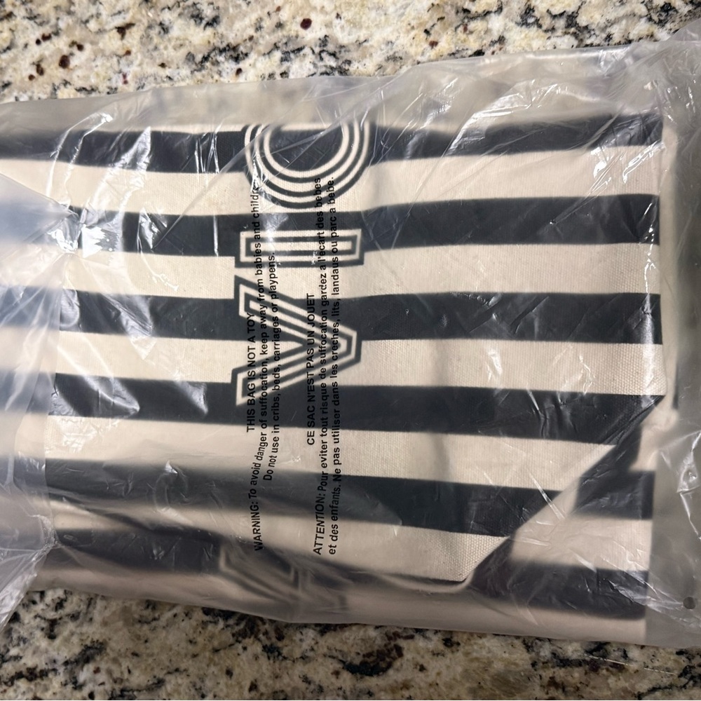 Victoria Secret Black and White Striped Tote Bag